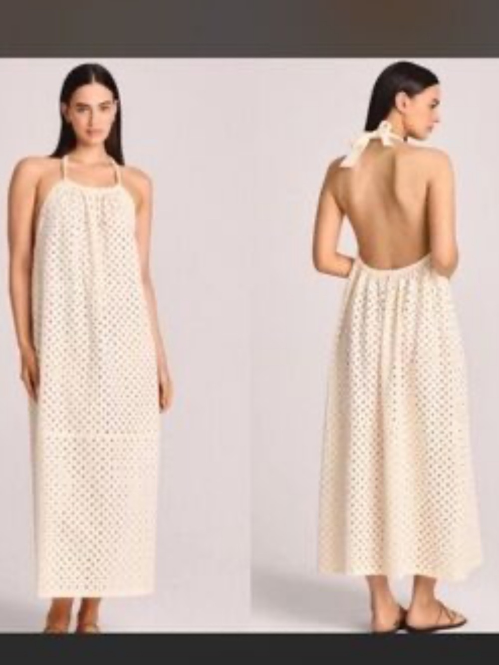 Vitamin A Eyelet Halter Maxi Dress in Cream Size Small
